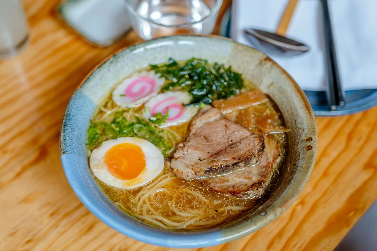 A bowl of ramen at one of the shops inside Kyoto Ramen Koji